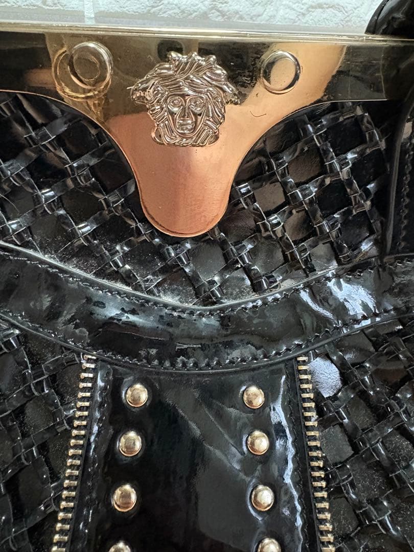 き*読様 VERSACE ブラック編み込みバッグ