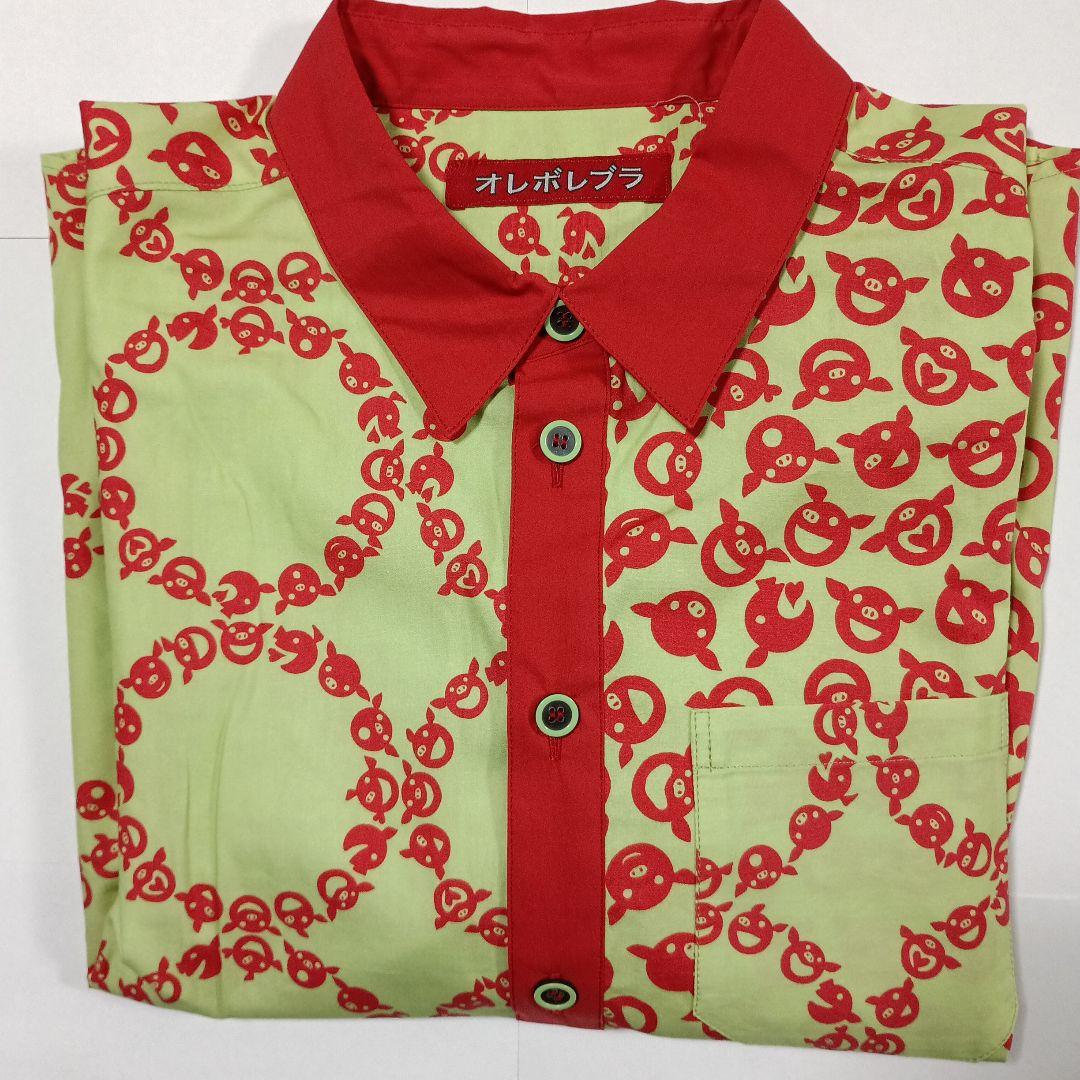 オレボレブラ，長袖シャツ M 緑と赤のパターン