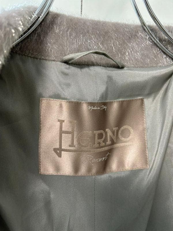 HERNO グレー ベルト付きロングコート