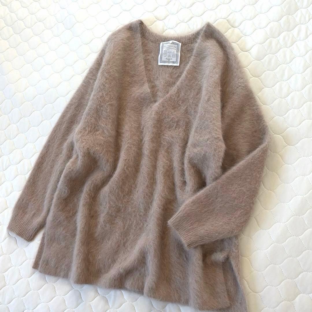 【極美品】BEARDSLEY カシミヤ混FOX Vネックニット　ベージュ