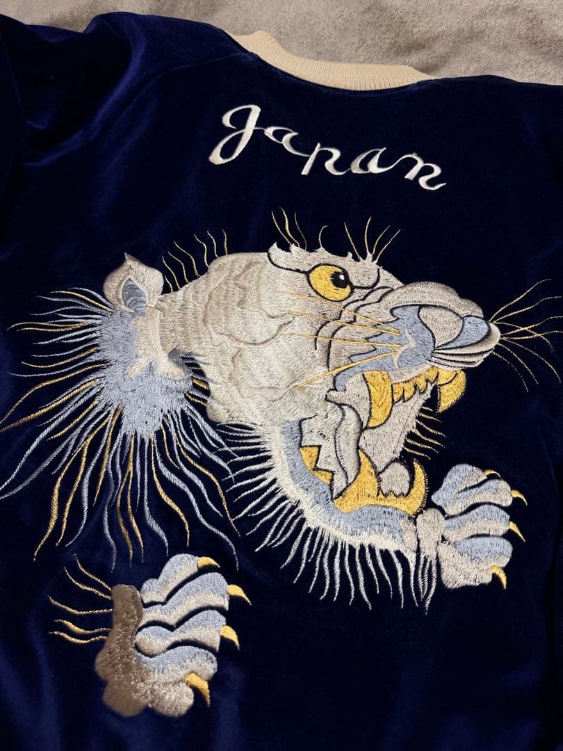 美品 テーラー東洋 2面用 虎龍鷲 地図 日本限定 スカジャン 別珍 サテン