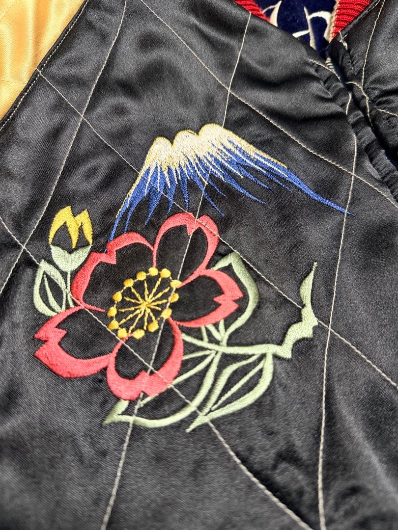 美品 テーラー東洋 2面用 虎龍鷲 地図 日本限定 スカジャン 別珍 サテン