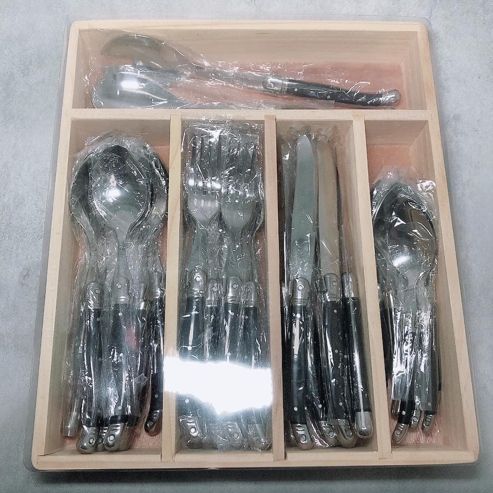 【数量限定】LAGUIOLE ラギオール カトラリー 34本セット ブラック 黒