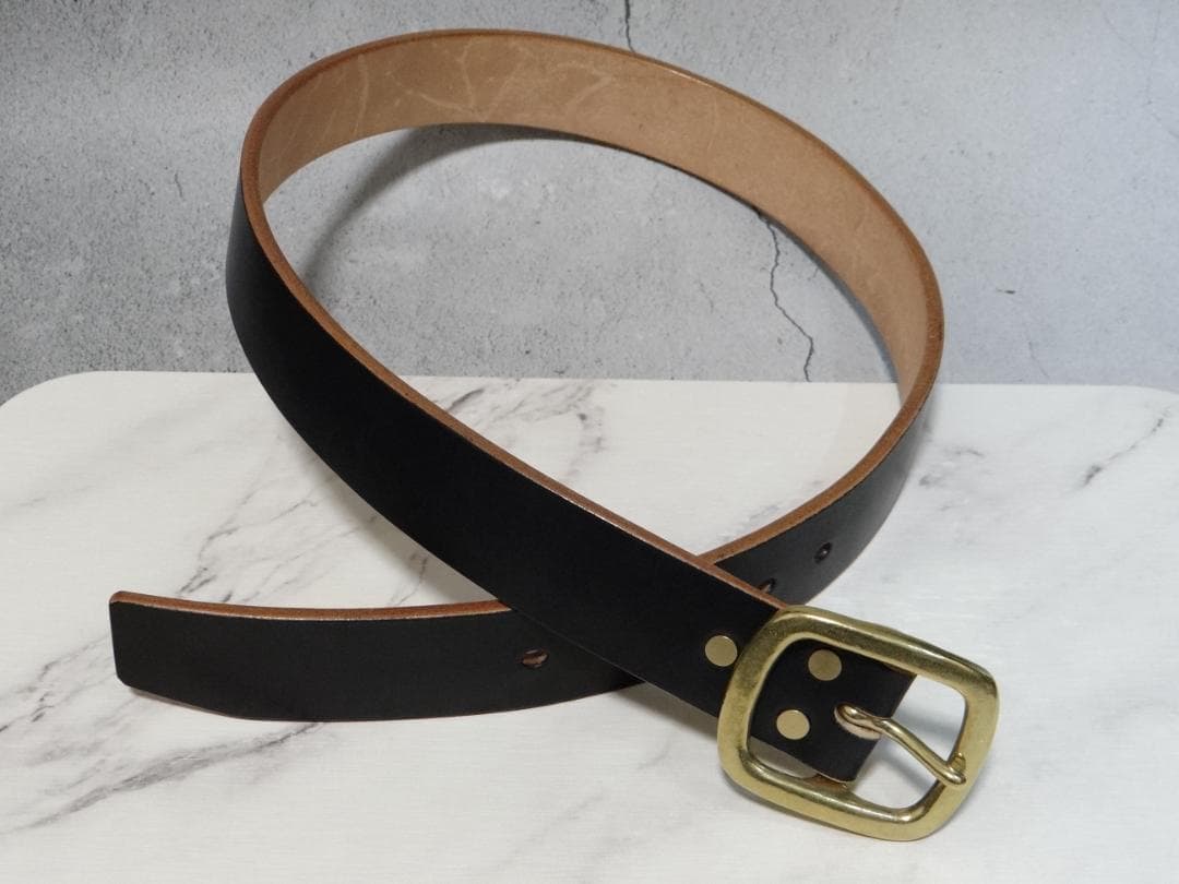 6ミリ厚多脂革ブラック茶芯ベルトG3バックル 極厚ベルト