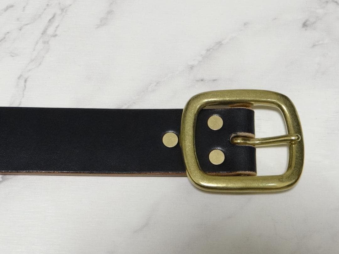6ミリ厚多脂革ブラック茶芯ベルトG3バックル 極厚ベルト
