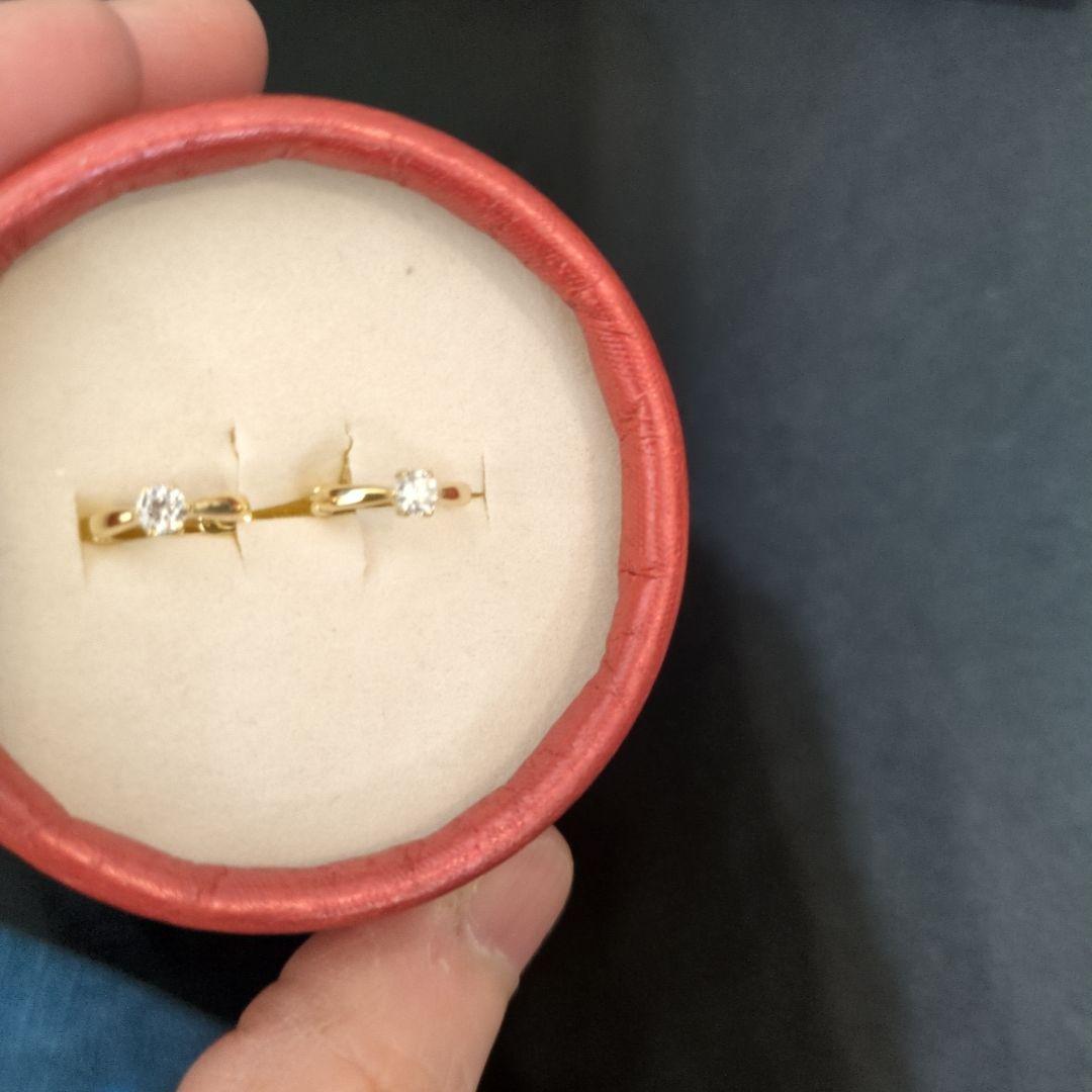 k18yg ダイヤモンド0.1✕2合計0.2 フープピアス