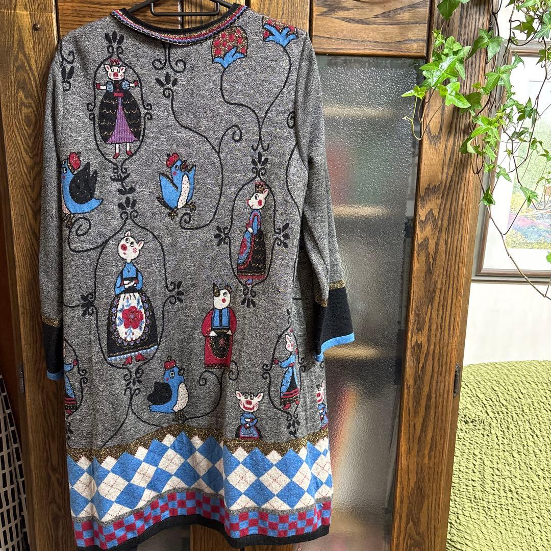 アルベロベロ　長袖ウール混ロングカーディガン