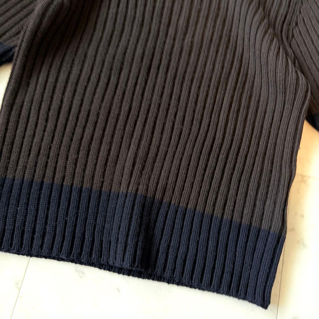 美品 マックスマーラ 白タグ 洗えるリブタートルネックニット ブラウン 半袖 L