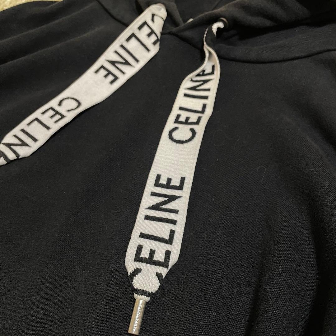 セリーヌ ルーズ フーディー プルオーバー パーカー 紐ロゴ サイズL