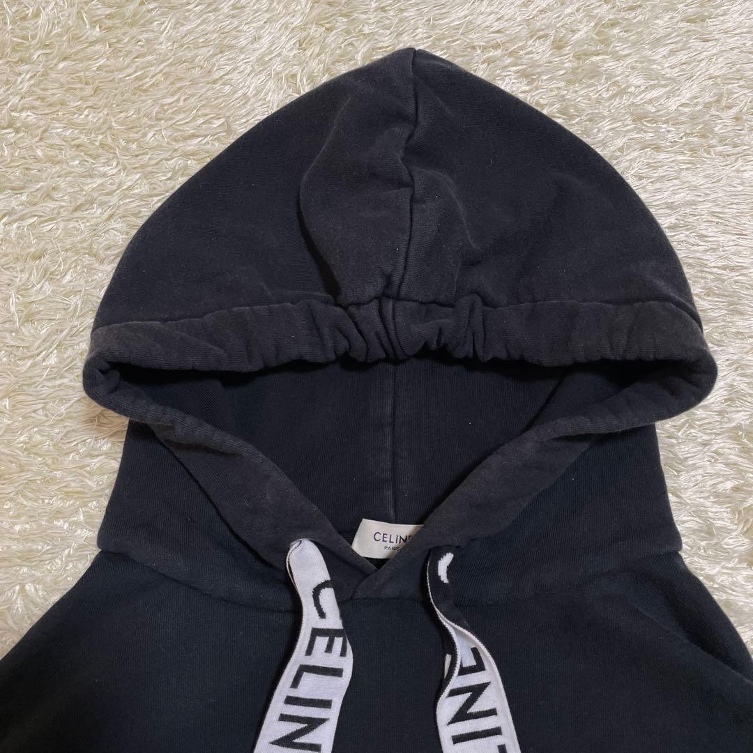 セリーヌ ルーズ フーディー プルオーバー パーカー 紐ロゴ サイズL