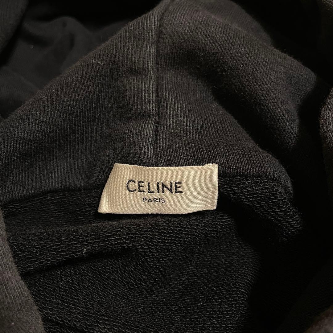 セリーヌ ルーズ フーディー プルオーバー パーカー 紐ロゴ サイズL