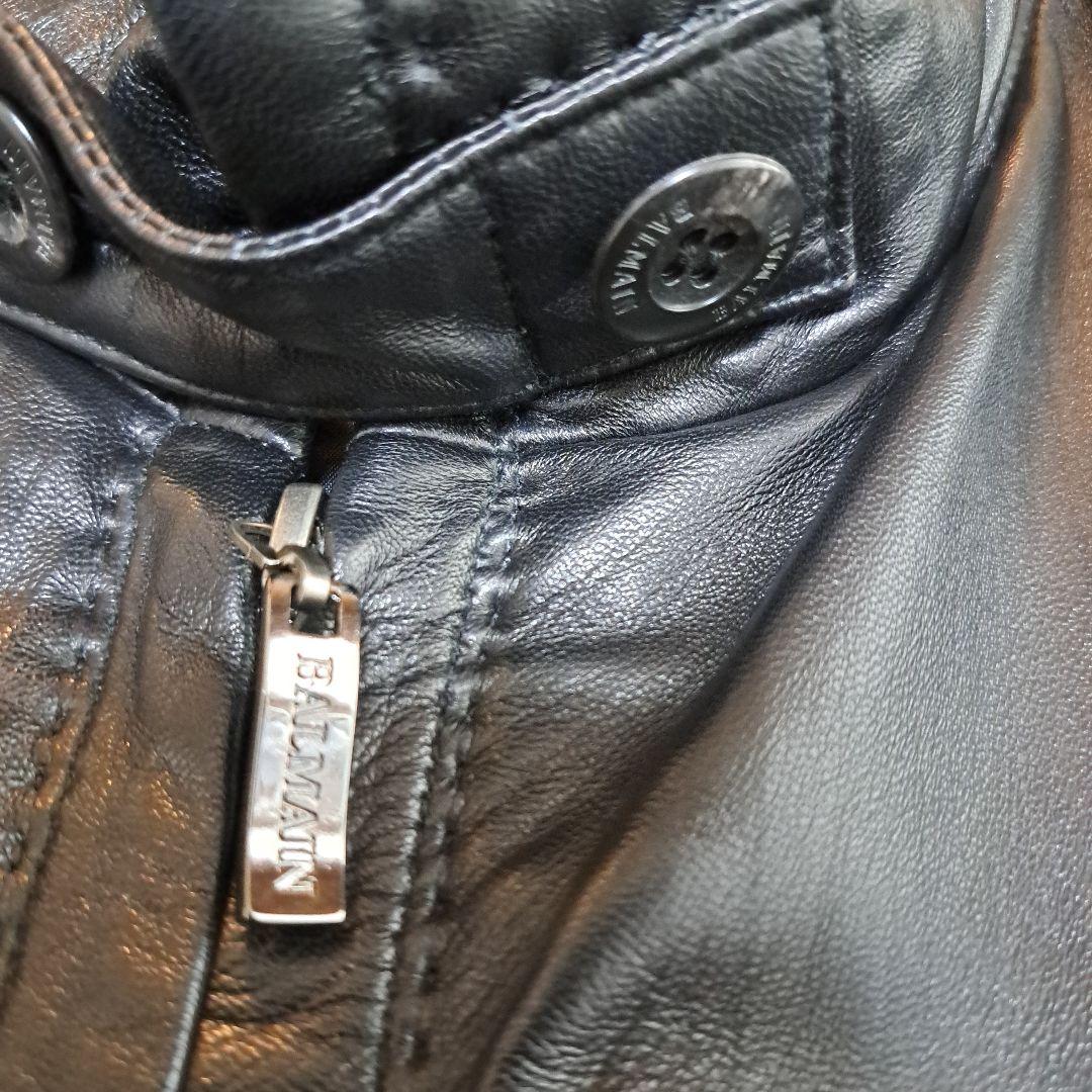 BALMAIN 黒ラムレザーレザージャケット Mサイズ