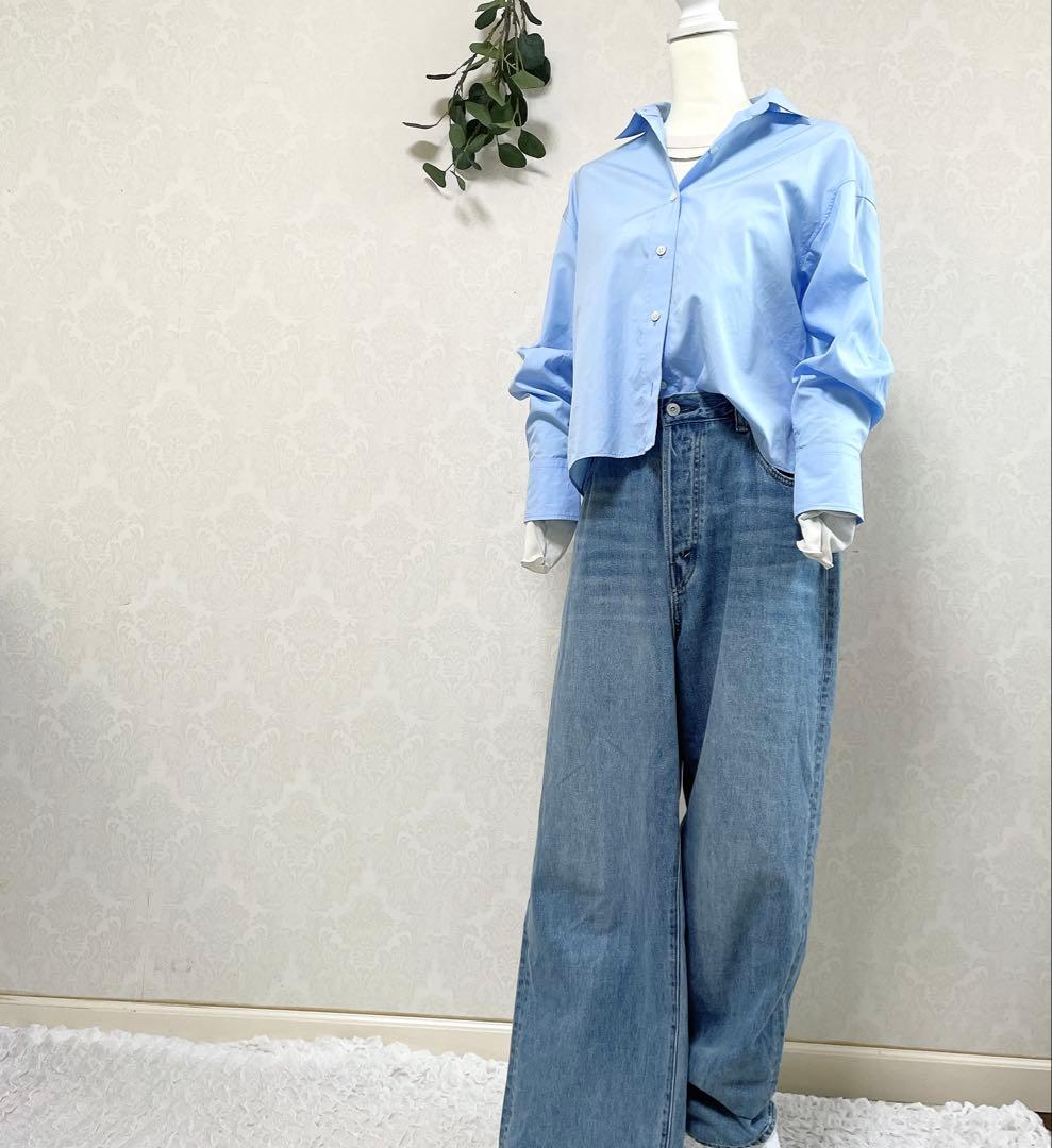 SOLAMONAT ソラモナ 5Pルーズストレートイージーデニムパンツ Mサイズ