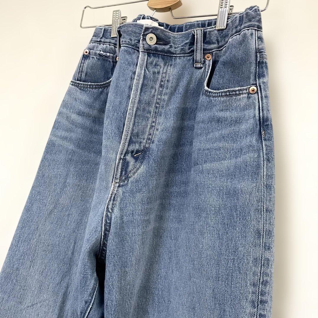 SOLAMONAT ソラモナ 5Pルーズストレートイージーデニムパンツ Mサイズ