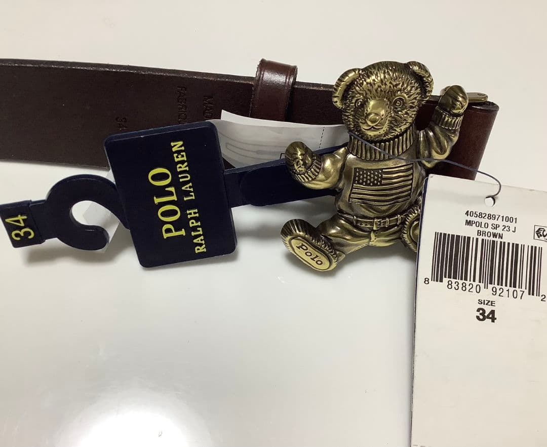 【新品未使用タグ付き】ポロラルフローレン　ベア　ベルト　茶色