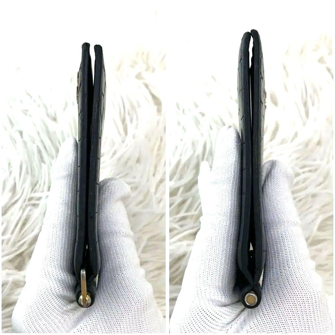 みんちあ様✨SAINT LAURENT マネークリップ　クロコ型押し　YSL 黒