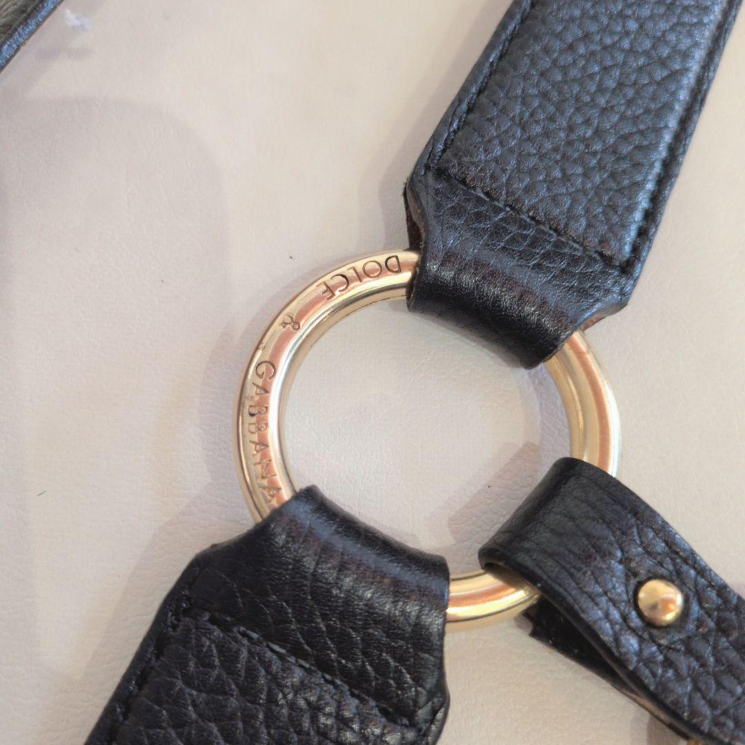 DOLCE&GABBANA 薔薇モチーフ 黒レザー装飾ベルト