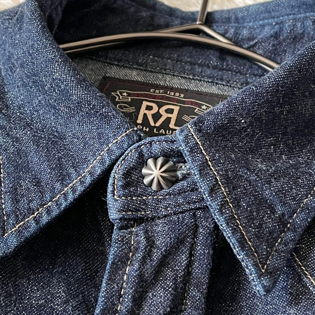希少S RRL 天然インディゴ ウエスタンシャツ