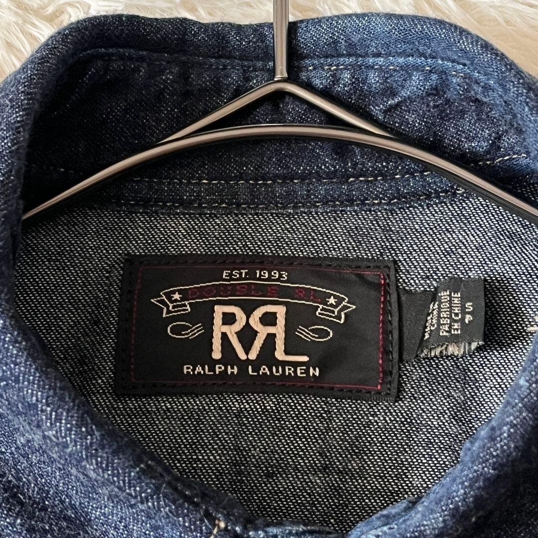 希少S RRL 天然インディゴ ウエスタンシャツ