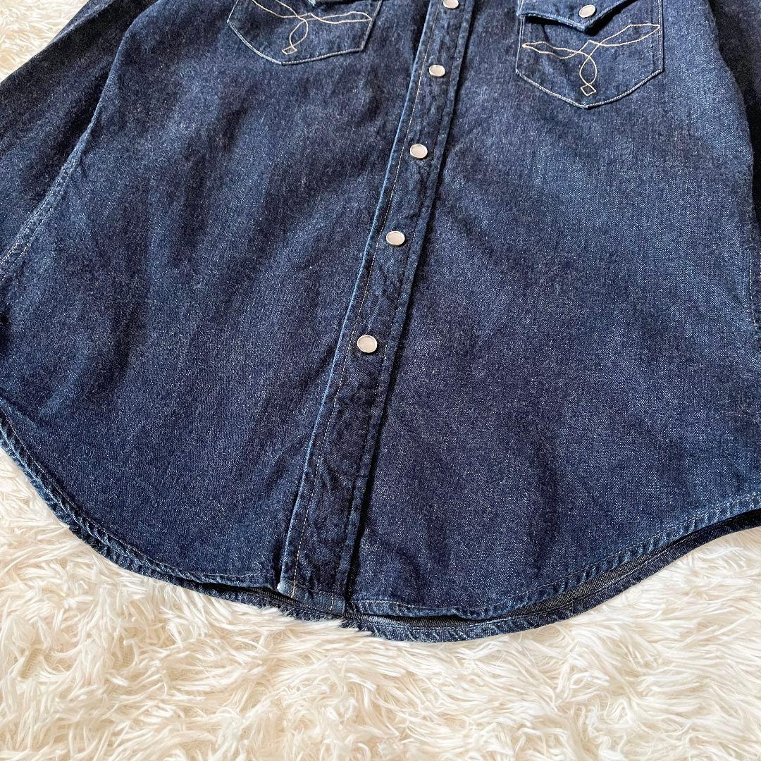 希少S RRL 天然インディゴ ウエスタンシャツ