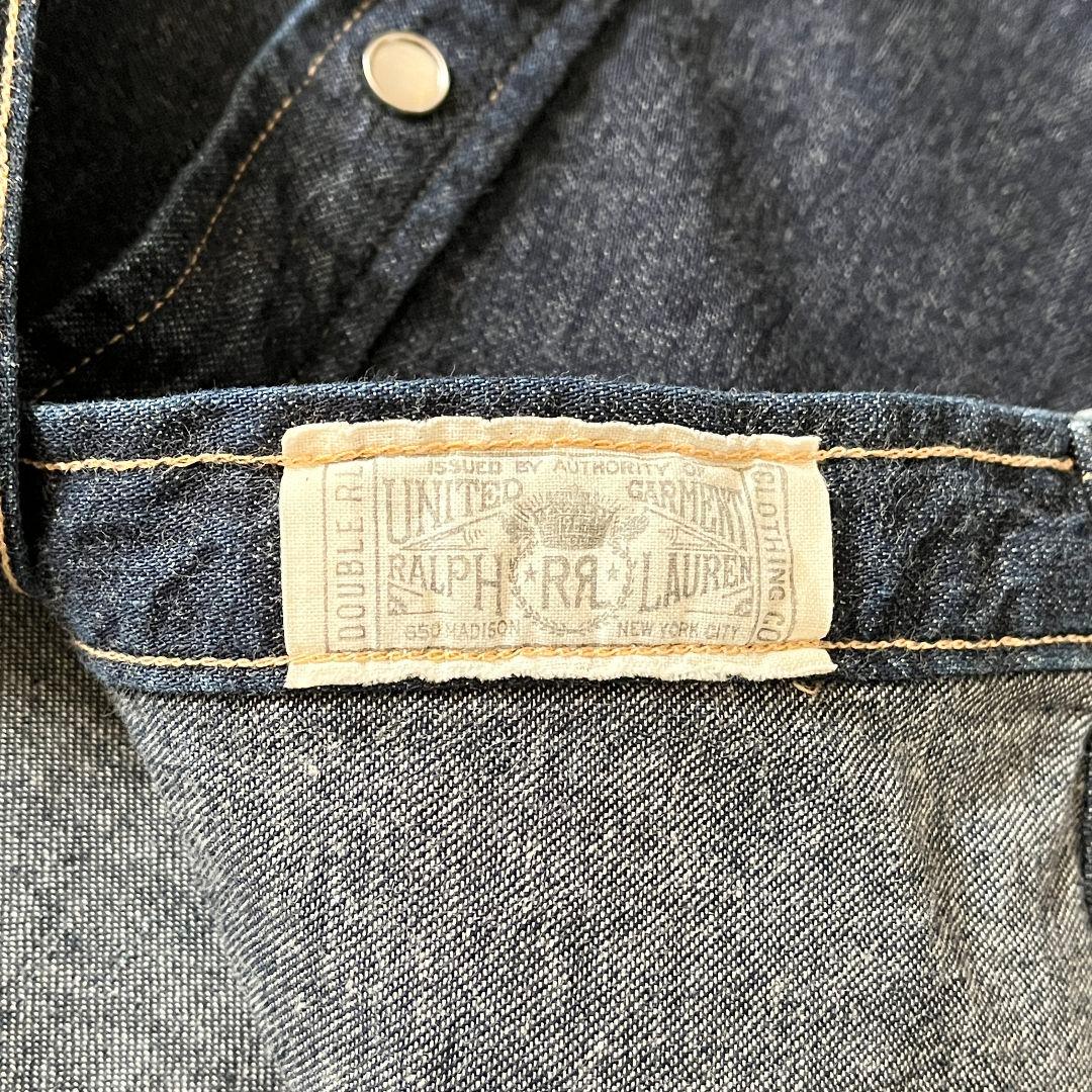希少S RRL 天然インディゴ ウエスタンシャツ
