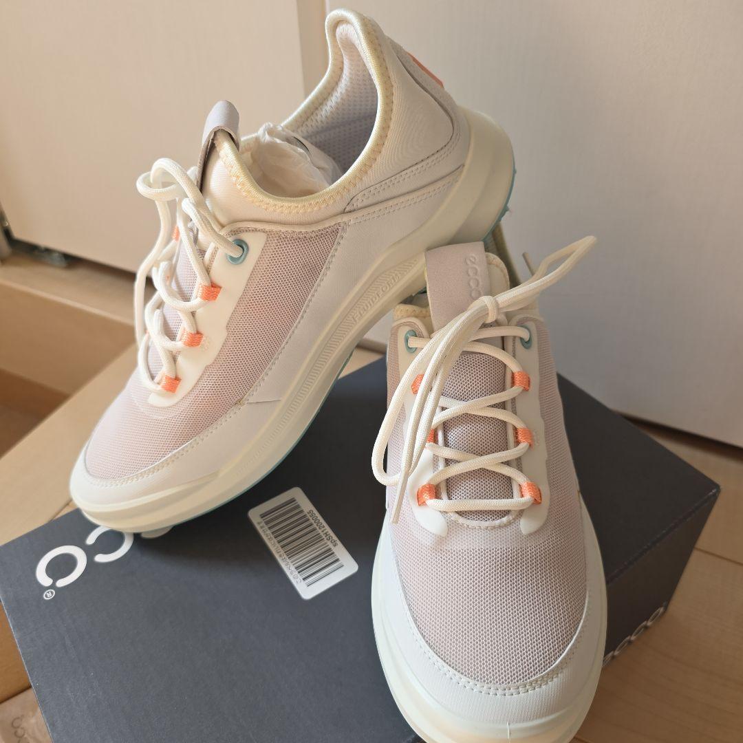 ECCO カジュアルゴルフシューズ ホワイト/ピンク