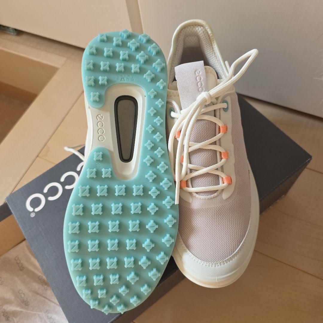 ECCO カジュアルゴルフシューズ ホワイト/ピンク