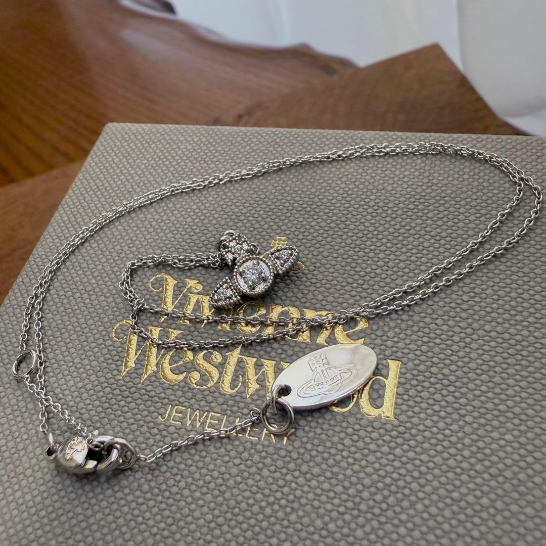 お箱類込希少廃盤 VivienneWestwoodオーブ/華奢ストーンネックレス