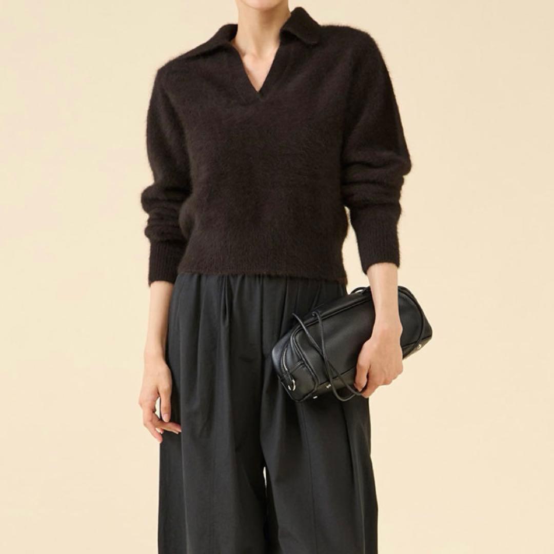 美品　マルティニーク　ダークブラウン 長袖ニットセーター Fサイズ