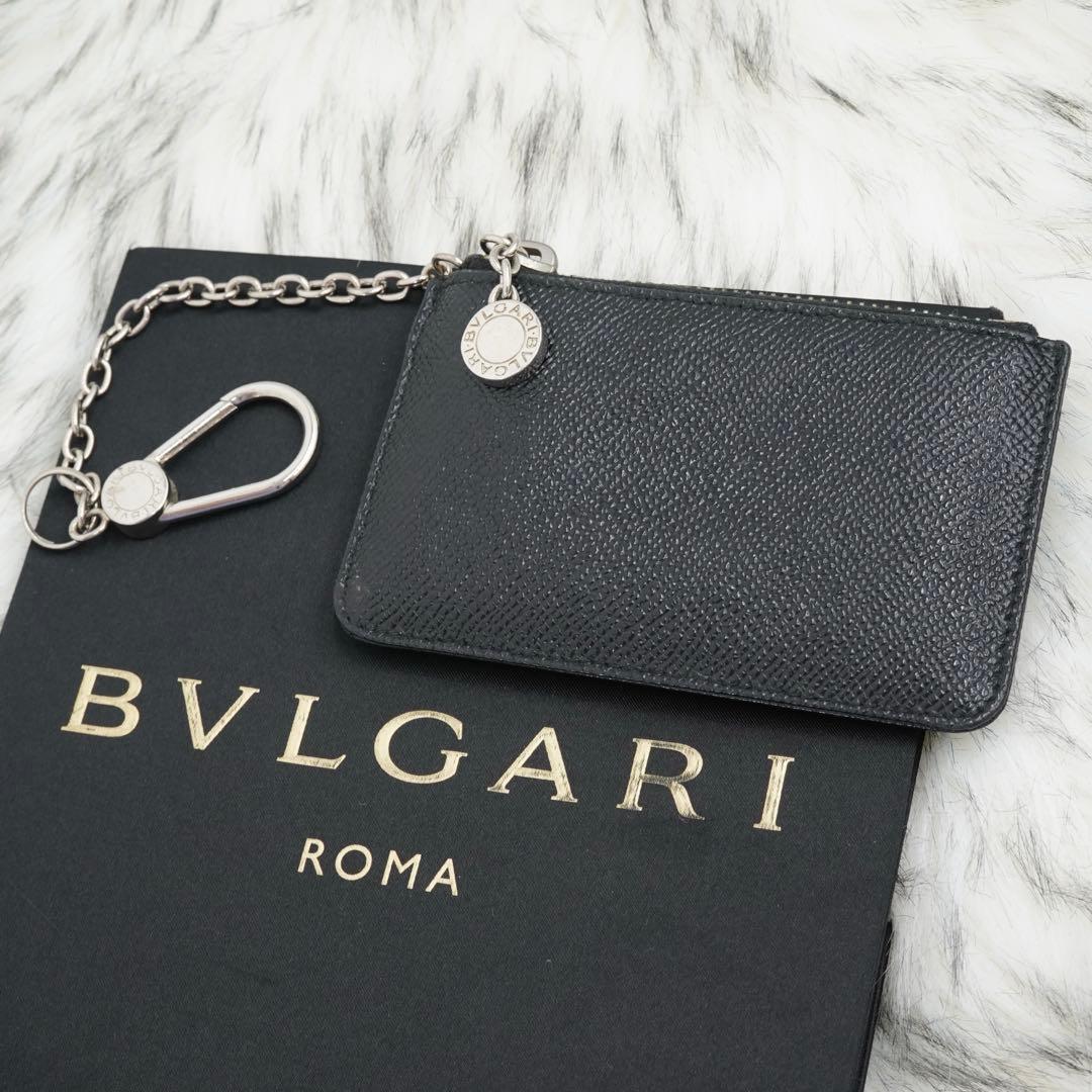 極美品　BVLGARI ブルガリ　小銭入れ　ケース　ブラック　チャーム付き