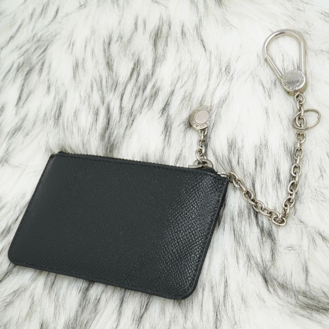 極美品　BVLGARI ブルガリ　小銭入れ　ケース　ブラック　チャーム付き