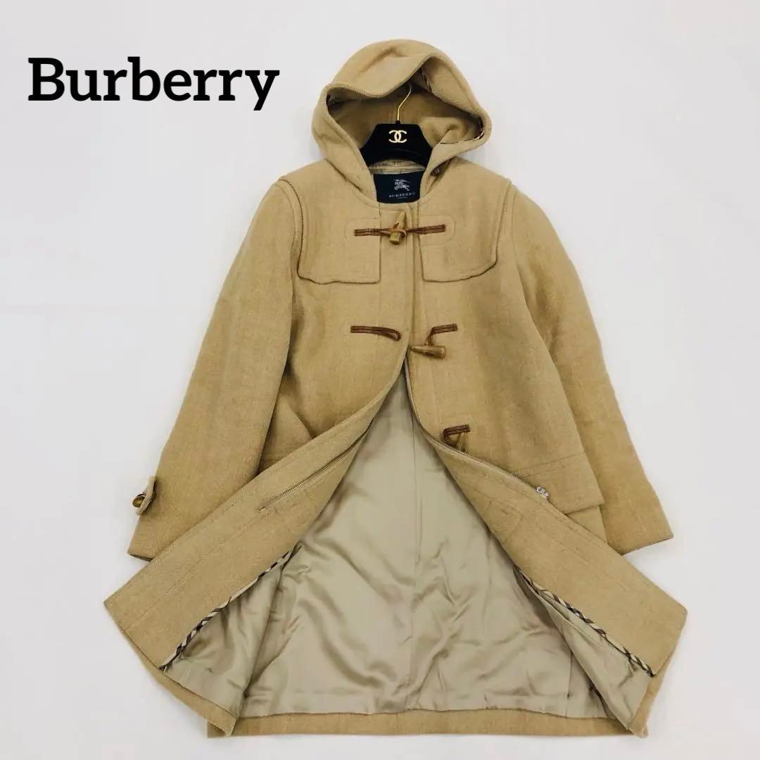 1370 バーバリー　ダッフルコート　ヘリンボーン　ノバチェク　ベージュ　38