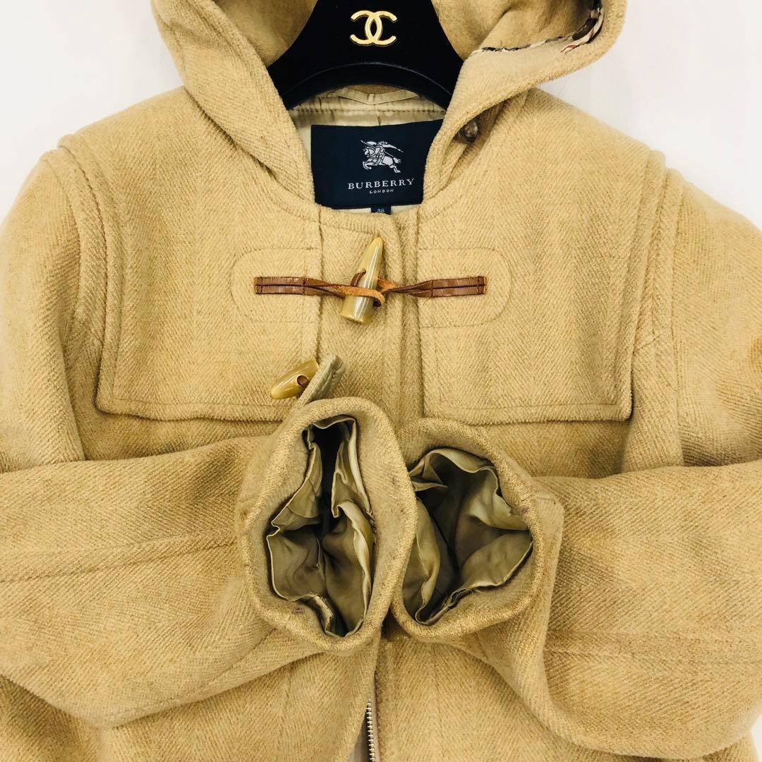 1370 バーバリー　ダッフルコート　ヘリンボーン　ノバチェク　ベージュ　38