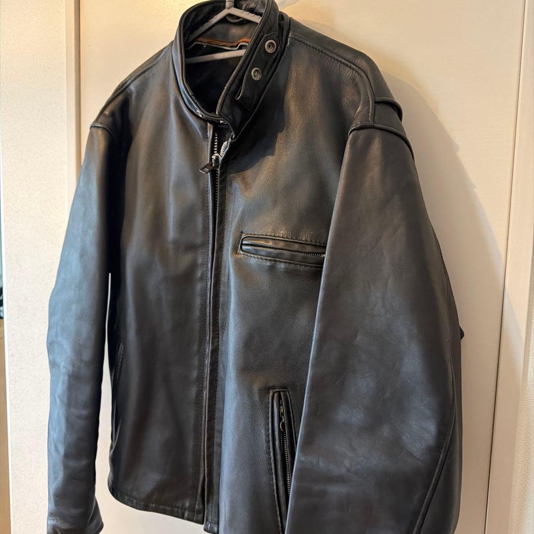 ショット　レザージャケット　シングルライダース　サイズ42 (ブラック)