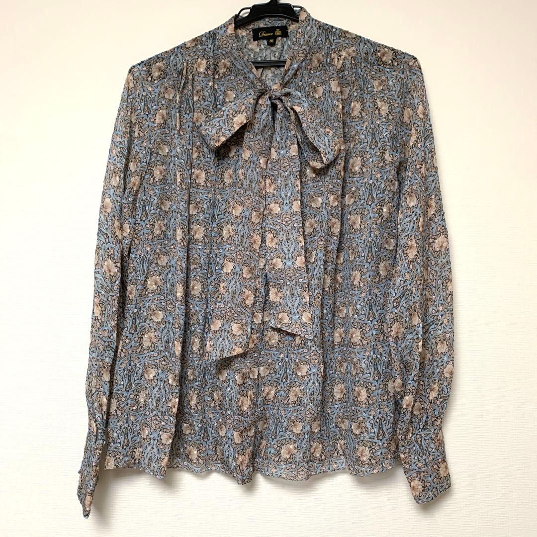 Drawer フラワープリントボウタイブラウス