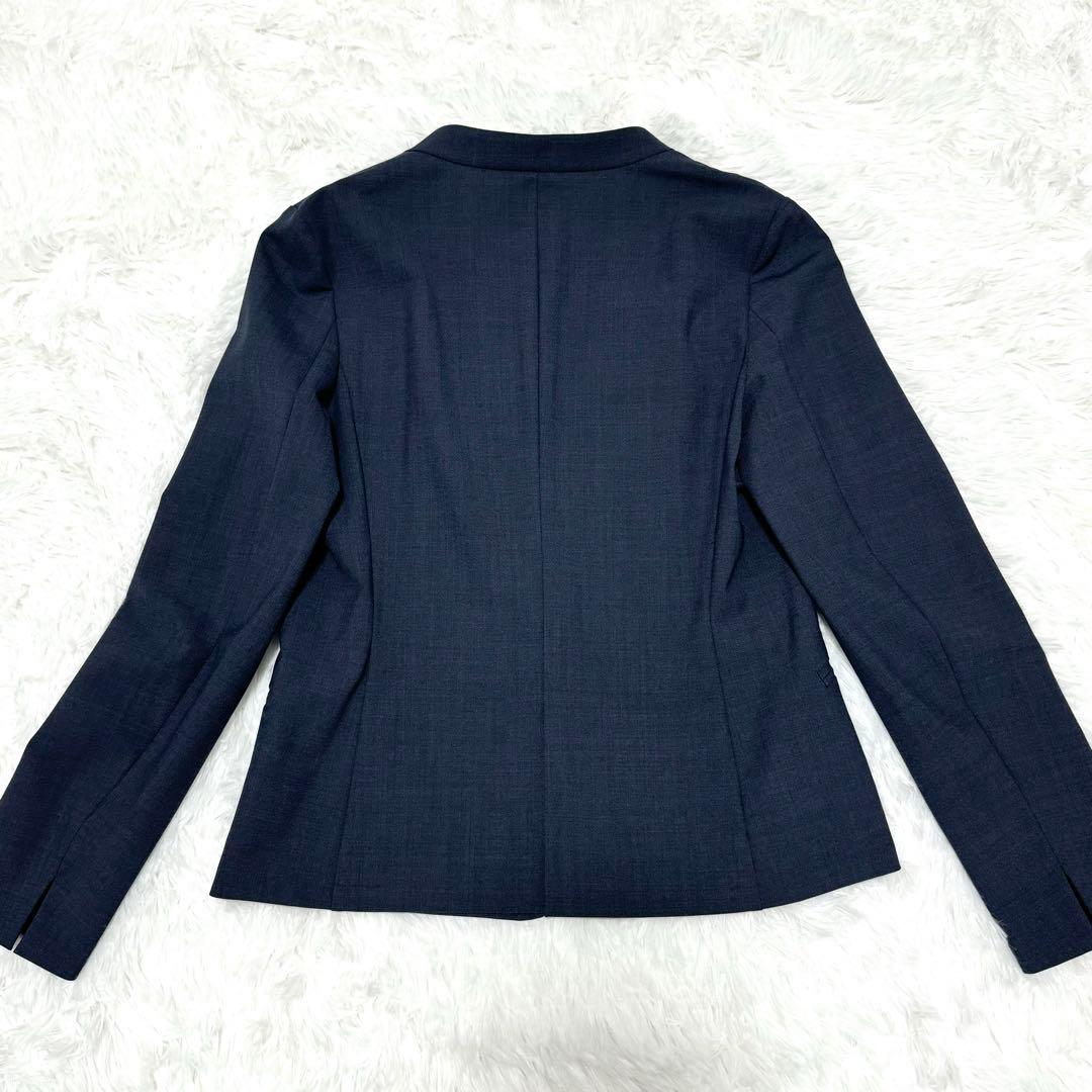 グリーンレーベルリラクシング ネイビー スーツ セットアップ ノーカラー パンツ