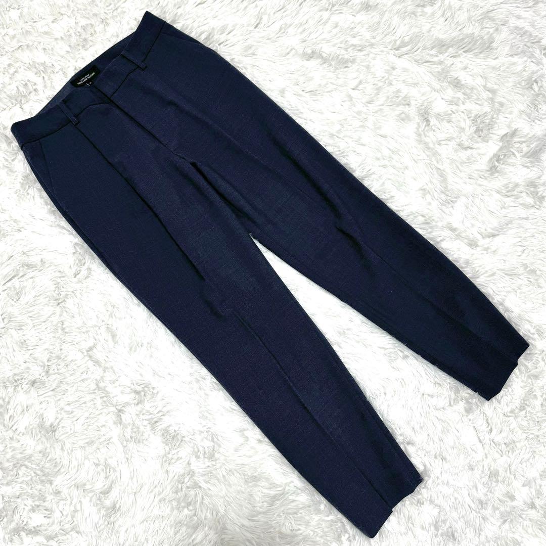 グリーンレーベルリラクシング ネイビー スーツ セットアップ ノーカラー パンツ