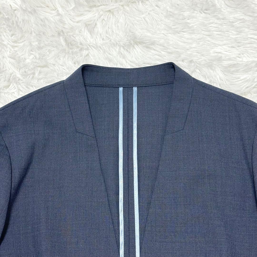 グリーンレーベルリラクシング ネイビー スーツ セットアップ ノーカラー パンツ