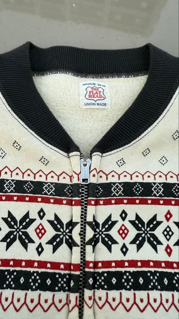 アメカジFLAT HEAD フラットヘッド 雪柄スウェット　38-40