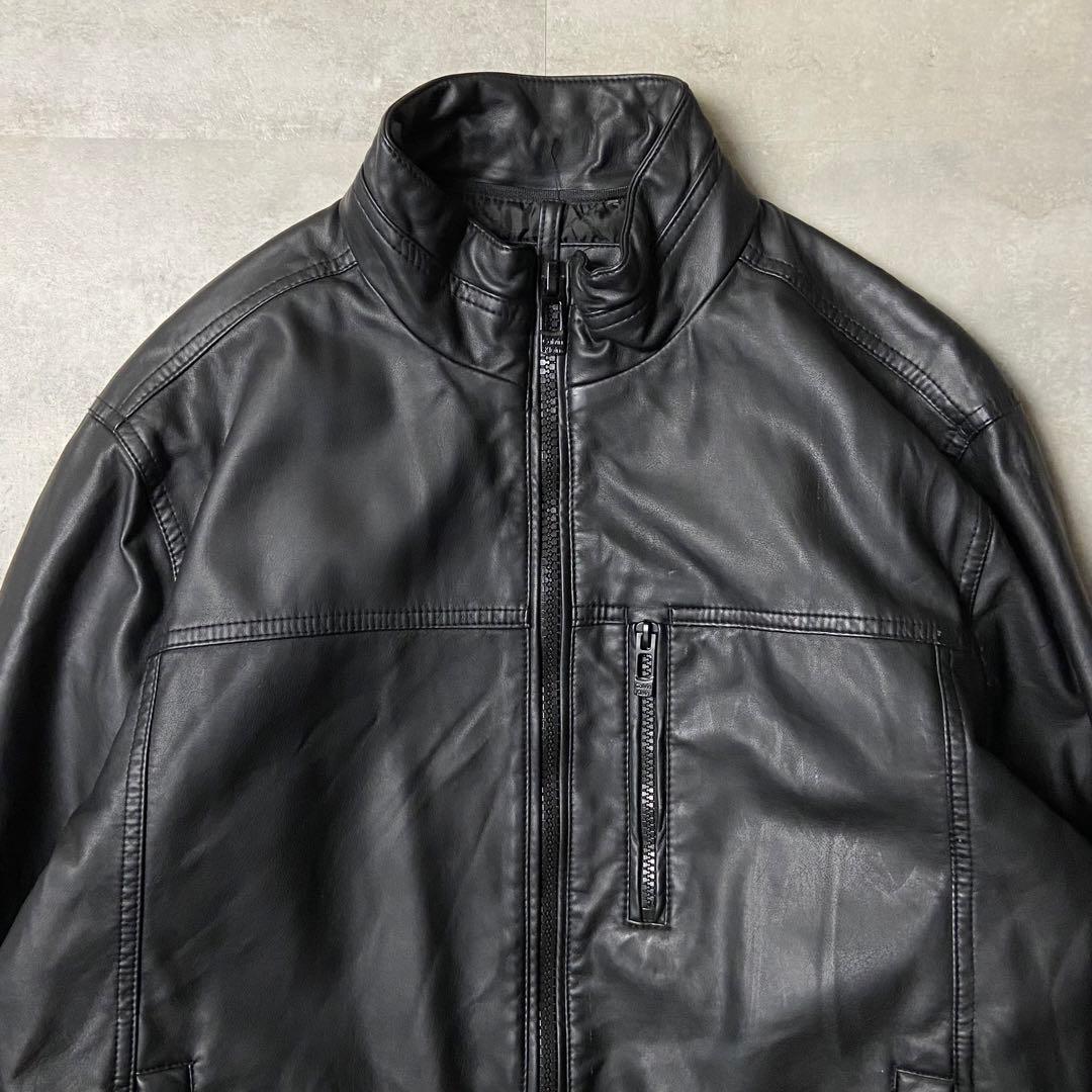 CK カルバンクライン シングルライダース フェイクレザージャケット ブラック