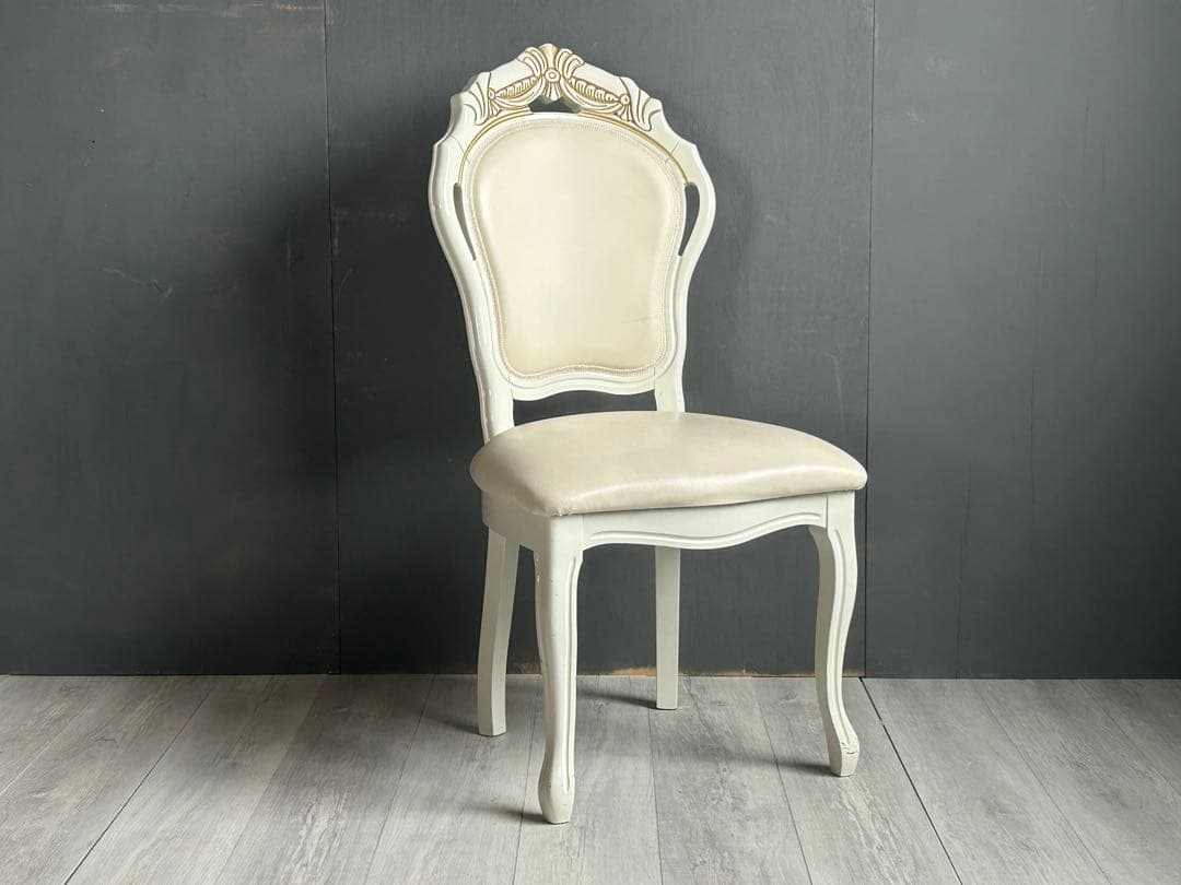 ②イタリア　ヨーロピアン　ヨーロッパ　猫脚　シンプル　ホワイトチェア　2脚YZ