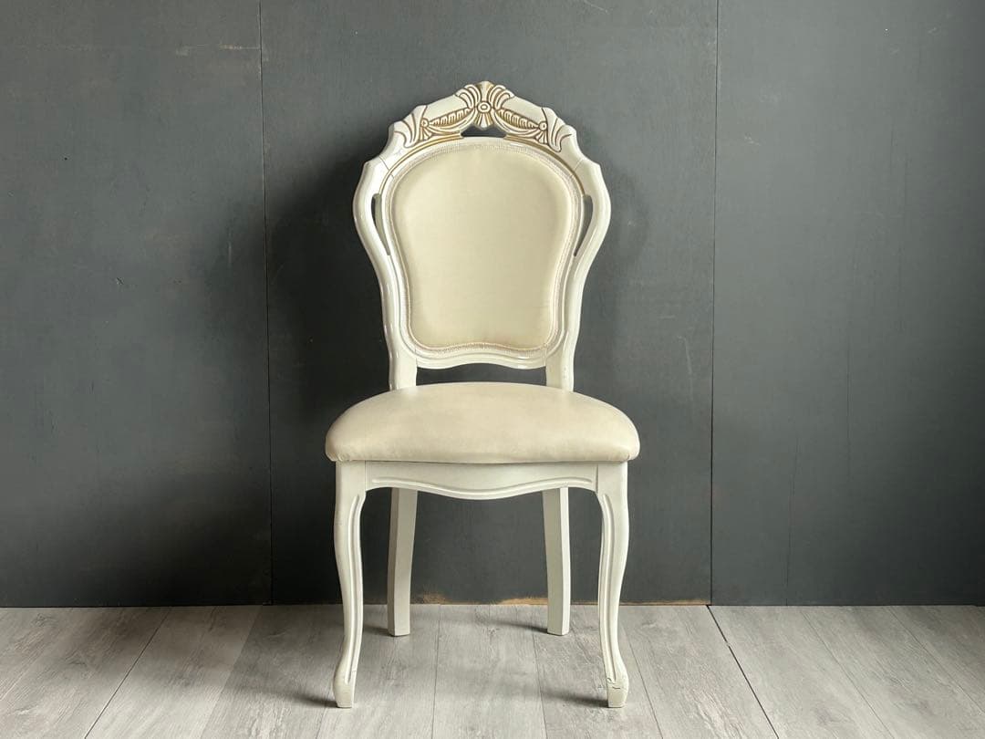 ②イタリア　ヨーロピアン　ヨーロッパ　猫脚　シンプル　ホワイトチェア　2脚YZ