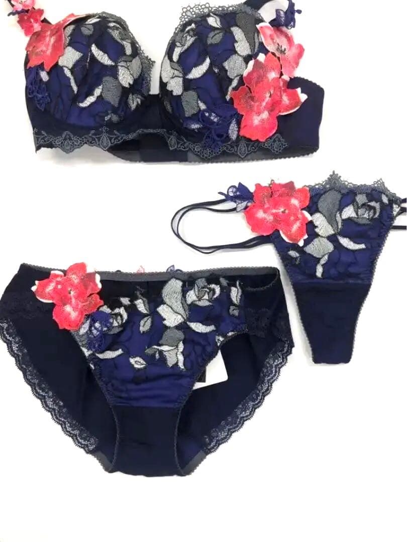 己葉さん専用　サルート56G ブラジャーショーツセット D80 ネイビー3点