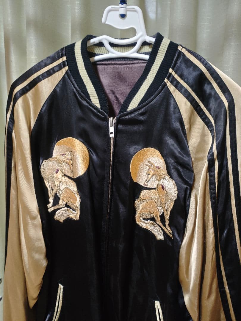 花旅楽団 スカジャン フォックス 月紅葉狐柄 刺繍 リバーシブル 和柄 Lサイズ