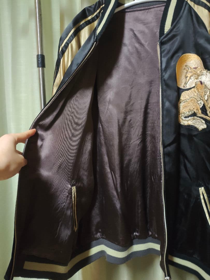 花旅楽団 スカジャン フォックス 月紅葉狐柄 刺繍 リバーシブル 和柄 Lサイズ