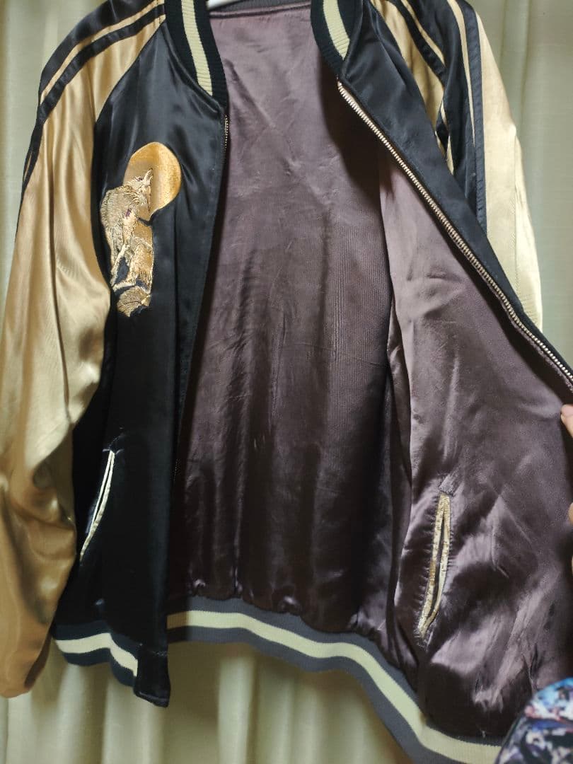 花旅楽団 スカジャン フォックス 月紅葉狐柄 刺繍 リバーシブル 和柄 Lサイズ