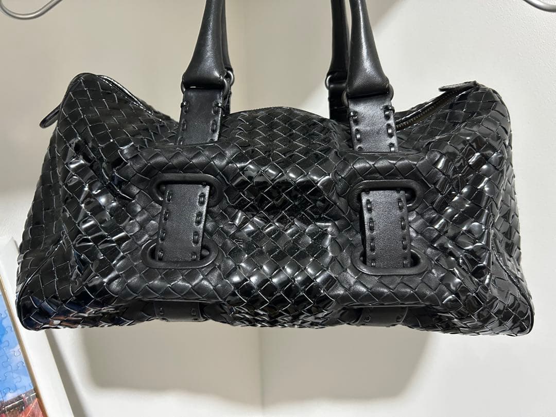 ボッテガヴェネタ イントレチャート ハンドバッグ トートバッグ 黒 レザー