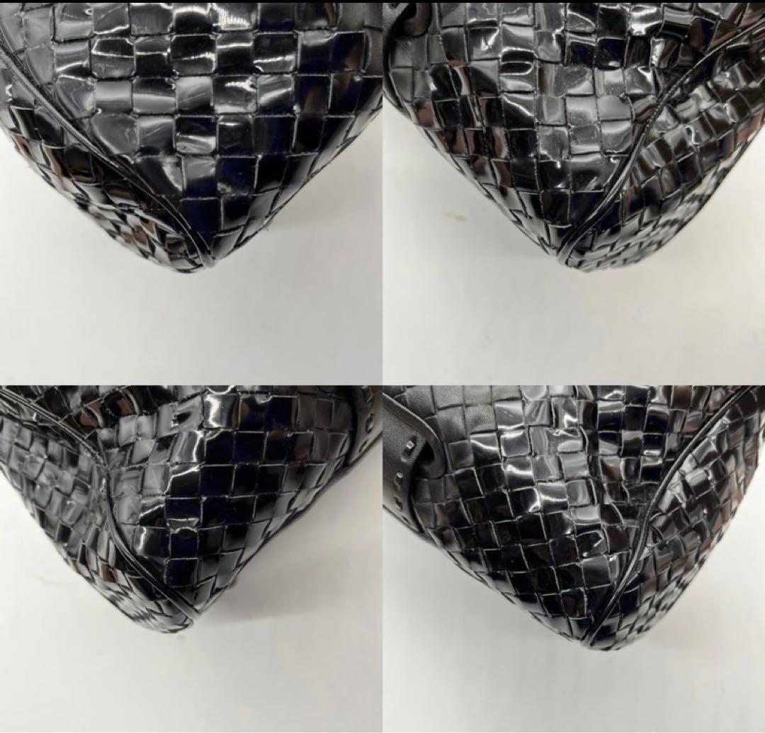 ボッテガヴェネタ イントレチャート ハンドバッグ トートバッグ 黒 レザー