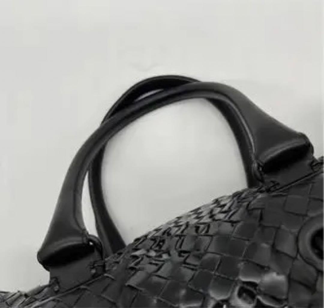 ボッテガヴェネタ イントレチャート ハンドバッグ トートバッグ 黒 レザー