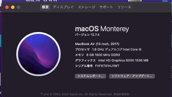 【美品・りんごマーク点灯】MacBook Air 2017 13 /8 /251